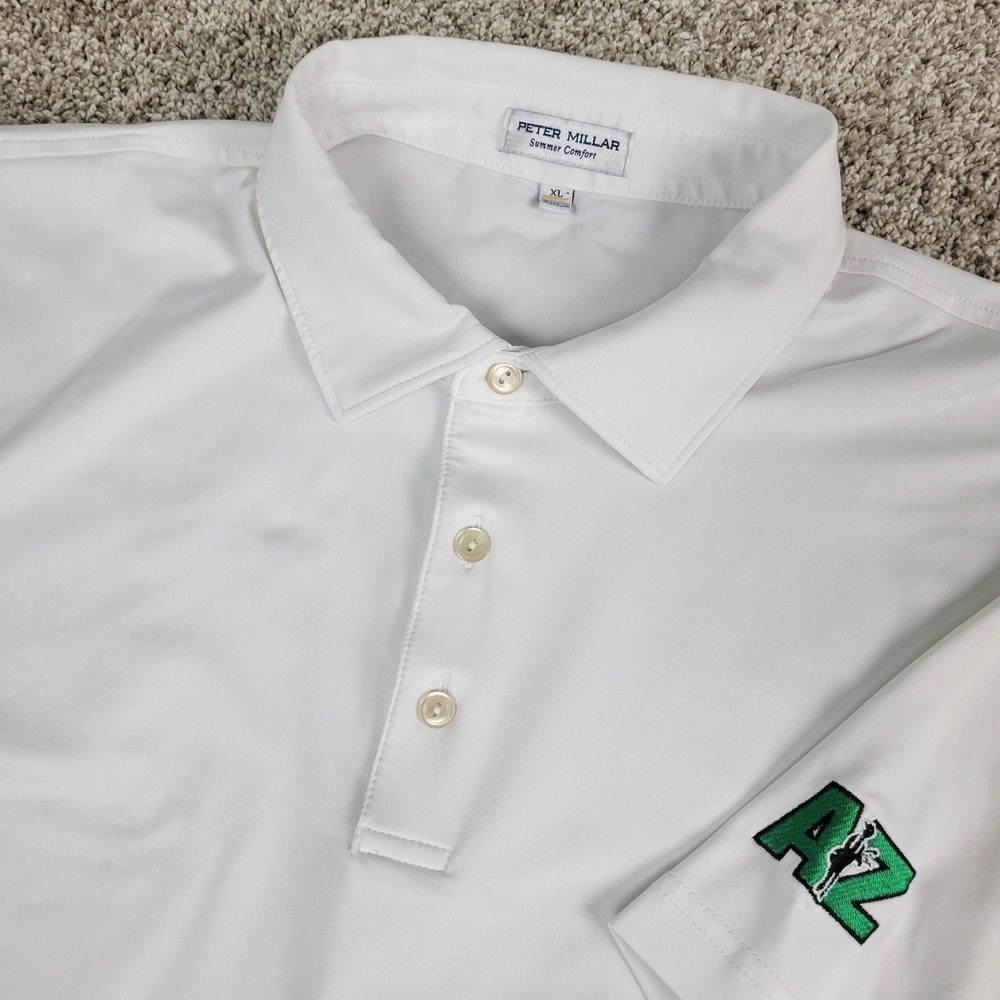 Peter Millar Summer Comfort Mens XL Solid White Performance Stretch Golf Polo SS